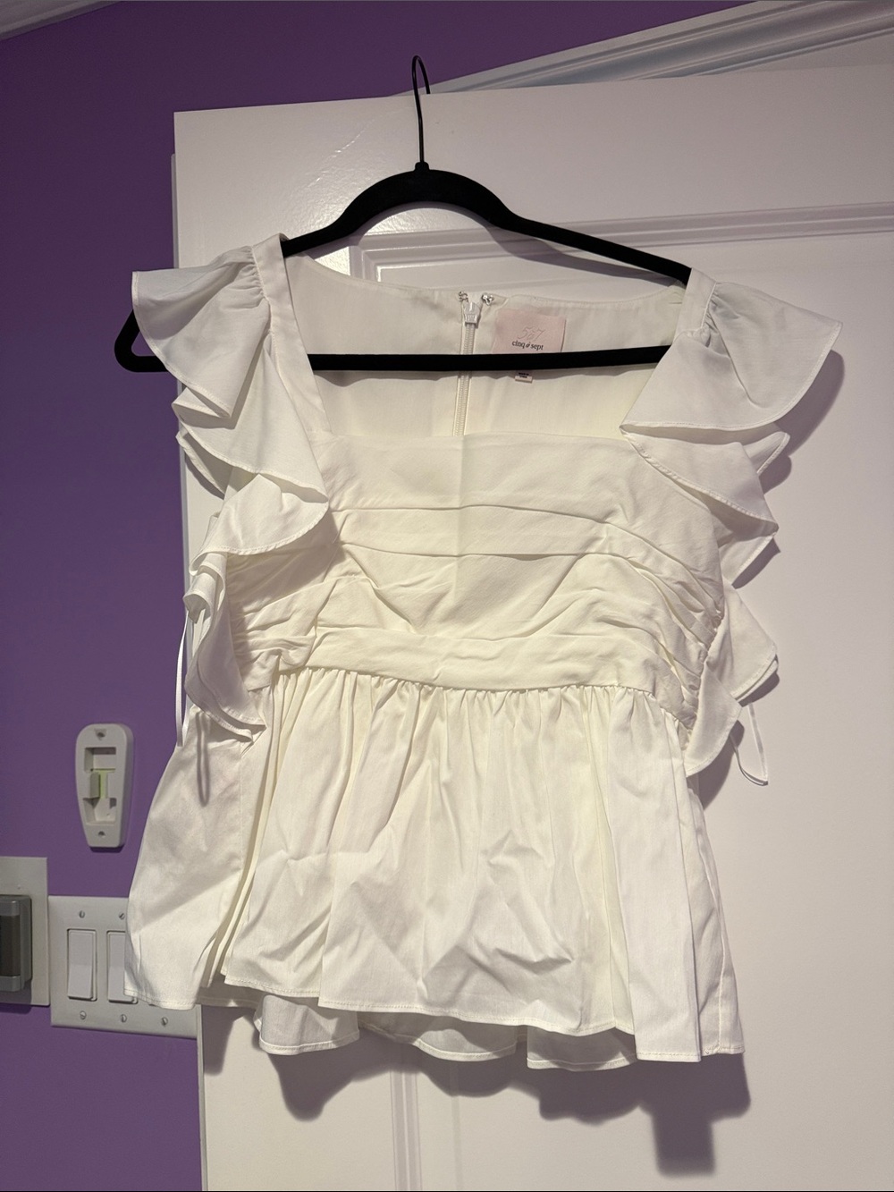 Cinq à Sept white ruffled blouse
